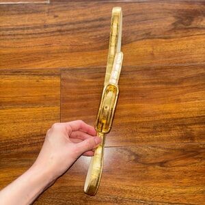 Nancy Gonzalez Metallic Gold Croc-Embossed Leather Belt